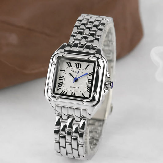 Lyxig klocka i rostfritt stål