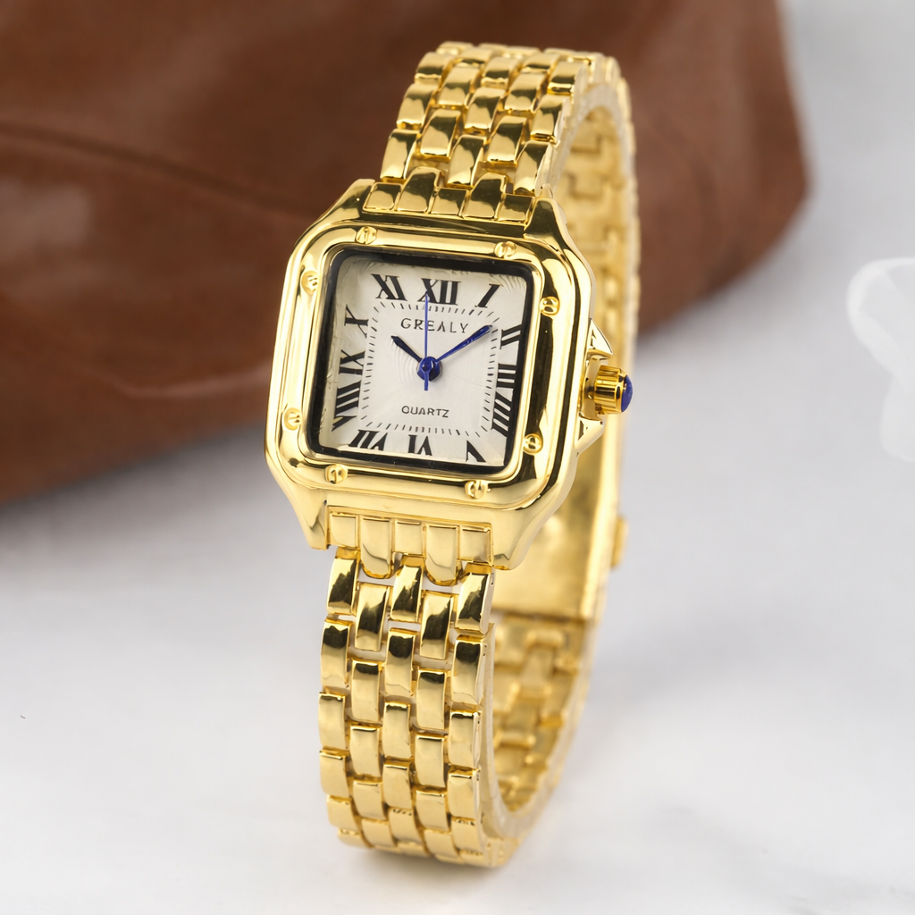 Lyxig klocka i rostfritt stål